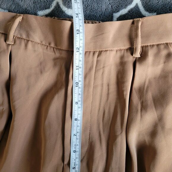 Tronjori Womens High Rise Wide Leg Pants Brown Size Small Pleated Pockets Nwt - Picture 6 of 9